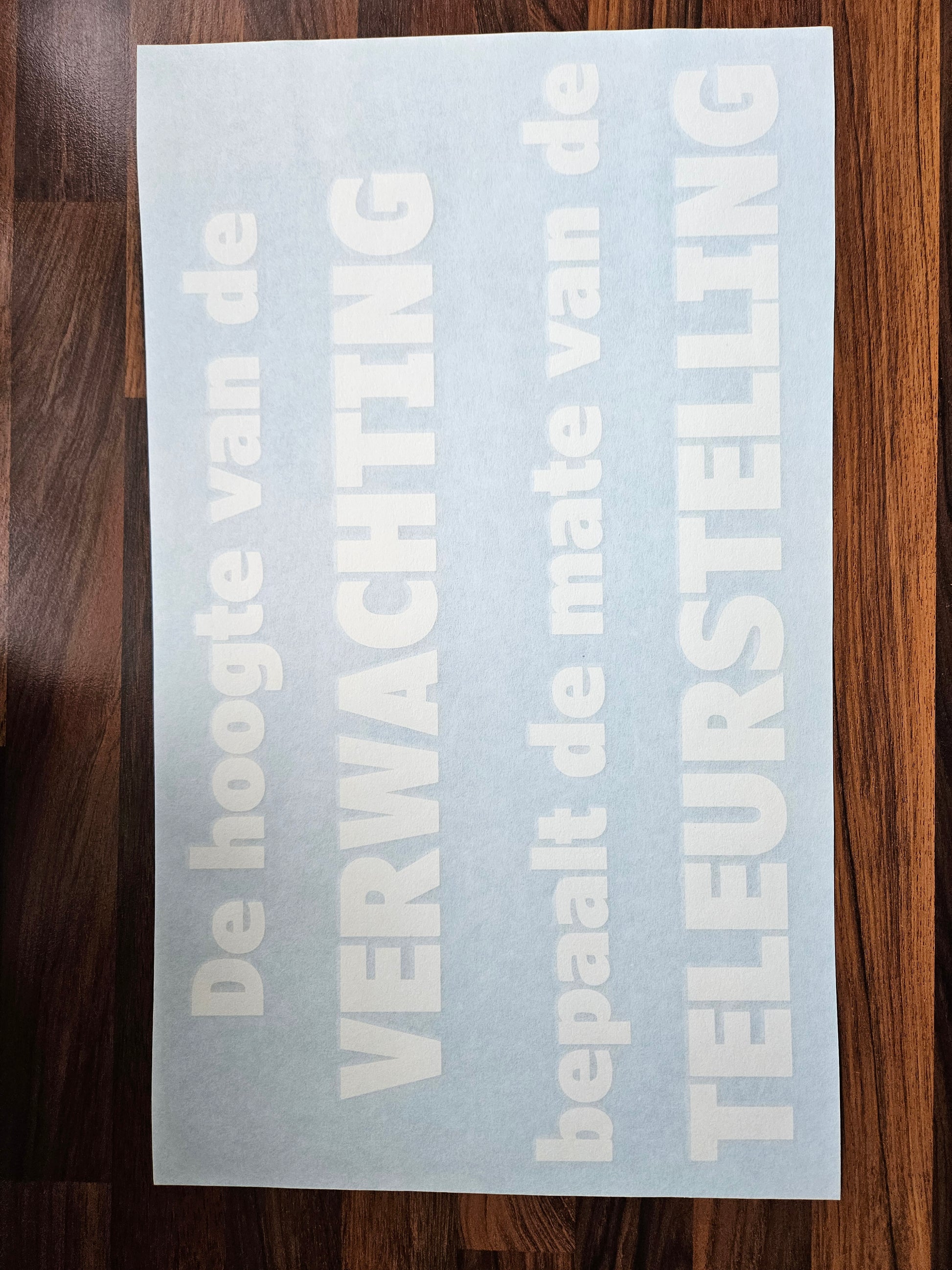 Tekst stickers - 100 mm x 1000 mm